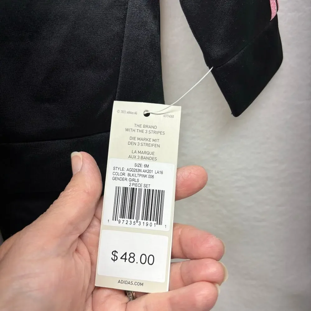 Adidas Baby Track Suit - 6 Months - Black and Pink‎